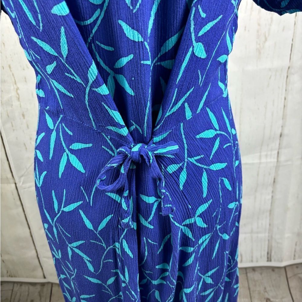 ‼️5/$25‼️ Vintage Orvis Dress Indigo Blue Botanical Print Back Tie - Picture 3 of 5